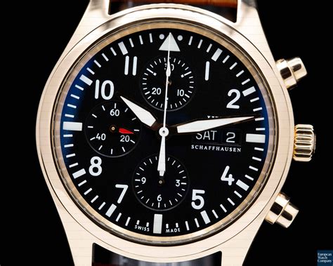 iwc iw371713|IWC Pilot Chronograph Black Dial Rose Gold .